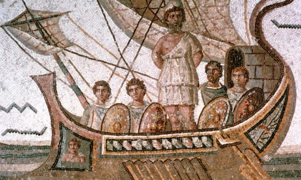 Ulysses and the sirens, Roman mosaic, 3rd century AD. From the Odyssey by Homer. Located in the collection of the Bardo Museum, Tunisia. (Photo by Art Media/Print Collector/Getty Images)